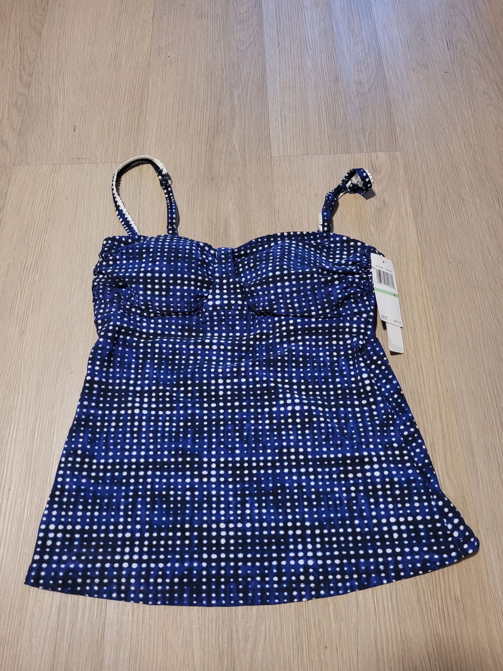 NWT Christina Navy and White Polka Dot Swimwear Tankini Top Size:8